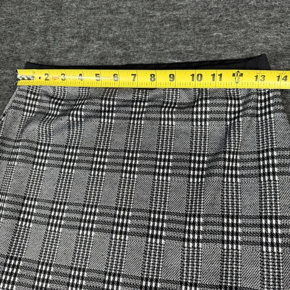 Y2K Plaid Pencil Skirt  Medium Black White Stretch‎ Waist